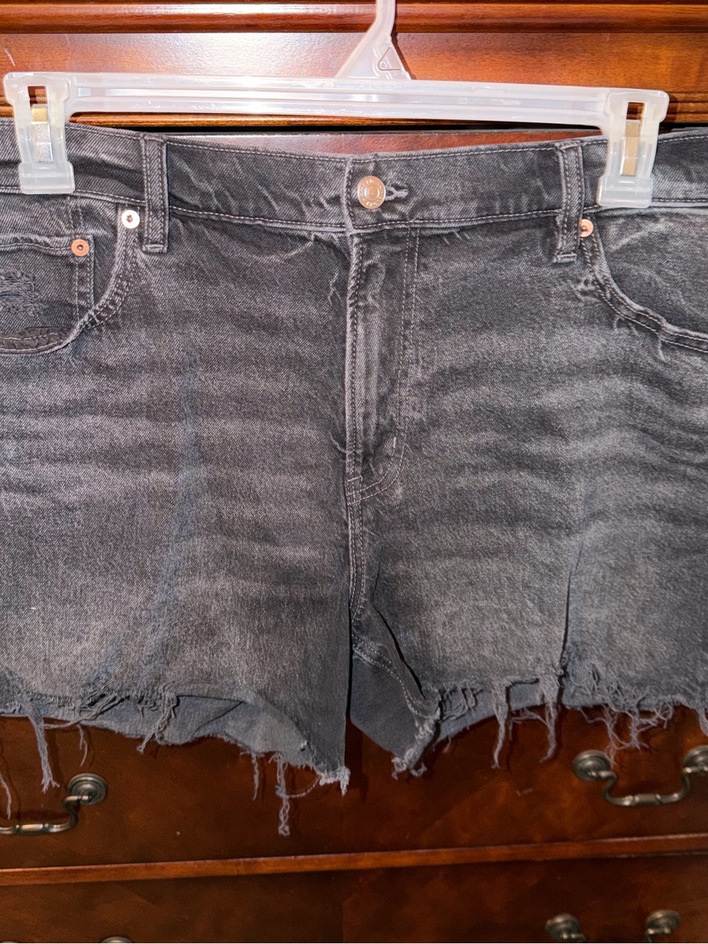 American Eagle Outfitters Black Stretch Denim Ex-Boyfriend Shorts — Washed Black